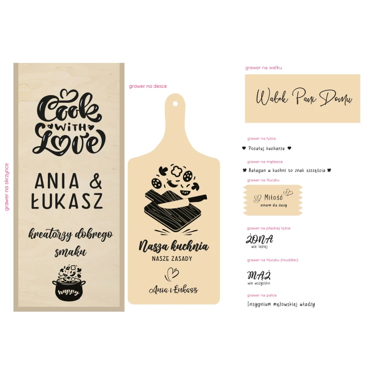 Gift for Young Couple - rolling pin, board, spoon, stick, pestle, muddler - PDM004