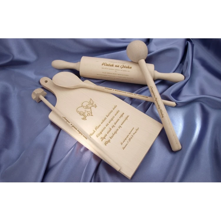 Gift for Young Couple 1 - Rolling Pin, Board, Spoon, Mallet, Pestle.