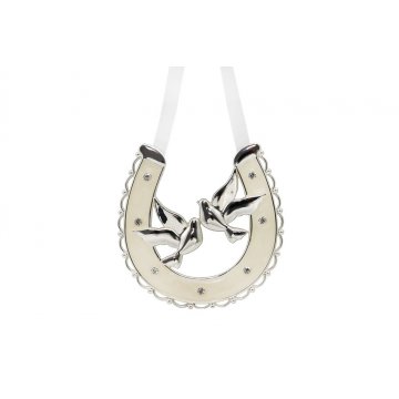 Gift for a young couple - pearl mass luck horseshoe - doves - PSZ001