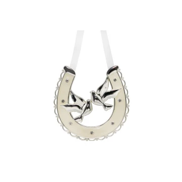 Gift for a young couple - pearl mass luck horseshoe - doves - PSZ001