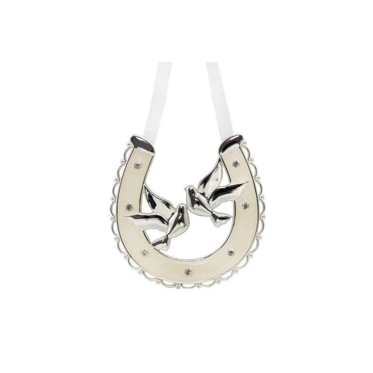 Gift for a young couple - pearl mass luck horseshoe - doves - PSZ001