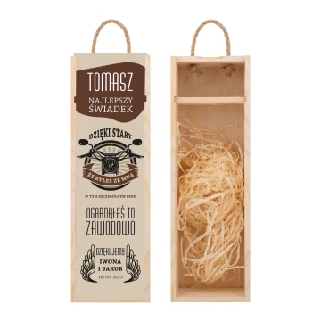 Gift for a witness - wooden alcohol box with name - dim. 110x360mm - SK101
