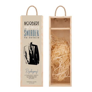 Gift for Witness - Wooden Alcohol Box with Name - dim. 110x360mm - SK100