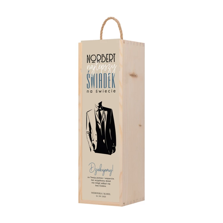 Gift for Witness - Wooden Alcohol Box with Name - dim. 110x360mm - SK100