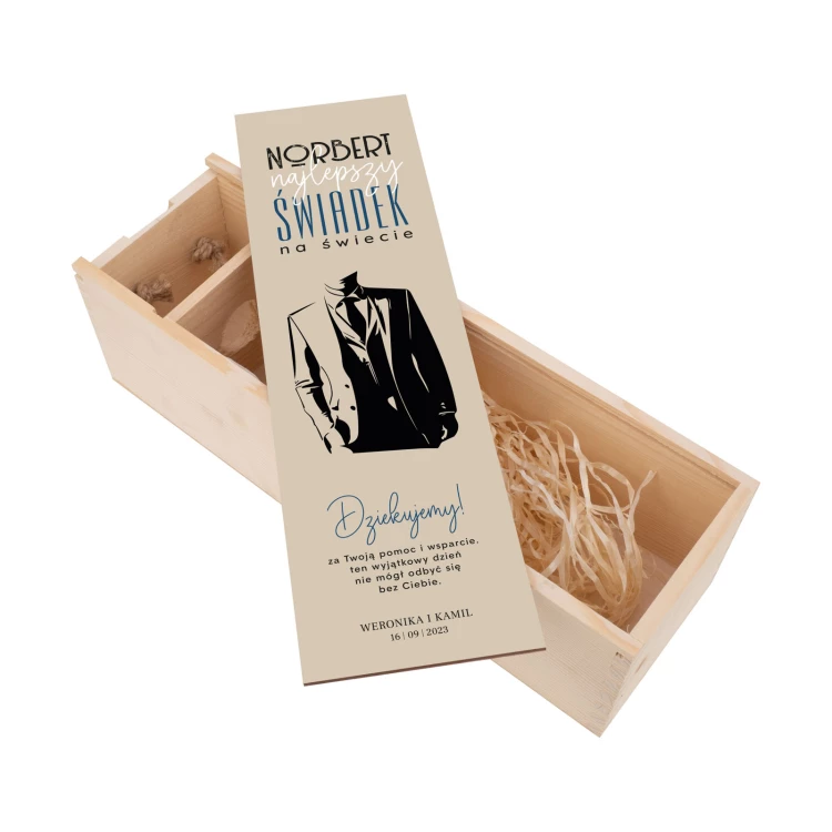 Gift for Witness - Wooden Alcohol Box with Name - dim. 110x360mm - SK100