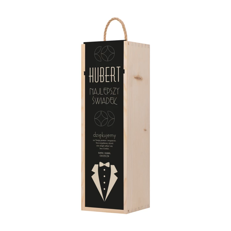 Gift for Witness - Wooden Alcohol Box with Name - dim. 110x360mm - SK098