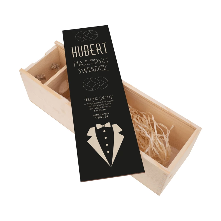 Gift for Witness - Wooden Alcohol Box with Name - dim. 110x360mm - SK098