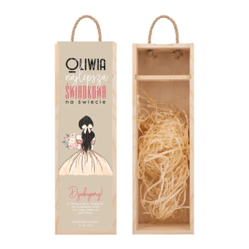 Gift for Bridesmaid - Wooden Alcohol Box with Name - Size 110x360mm - SK099