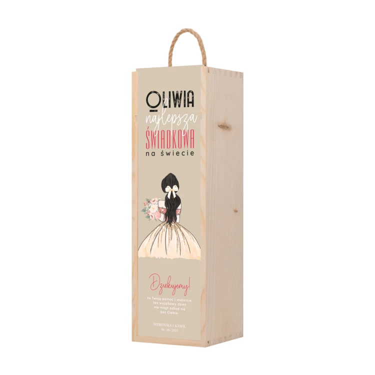 Gift for Bridesmaid - Wooden Alcohol Box with Name - Size 110x360mm - SK099