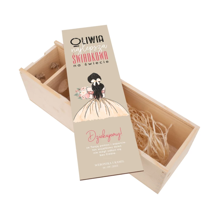 Gift for Bridesmaid - Wooden Alcohol Box with Name - Size 110x360mm - SK099