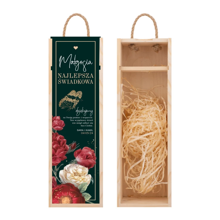 Gift for the Maid of Honor - Wooden Alcohol Box with Name - Size 110x360mm - SK103