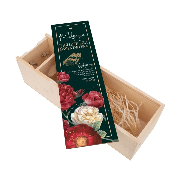 Gift for the Maid of Honor - Wooden Alcohol Box with Name - Size 110x360mm - SK103