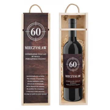 60th Birthday Gift - Wooden Alcohol Box with Bottle Label - SK088
