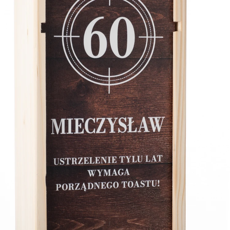 60th Birthday Gift - Wooden Alcohol Box with Bottle Label - SK088