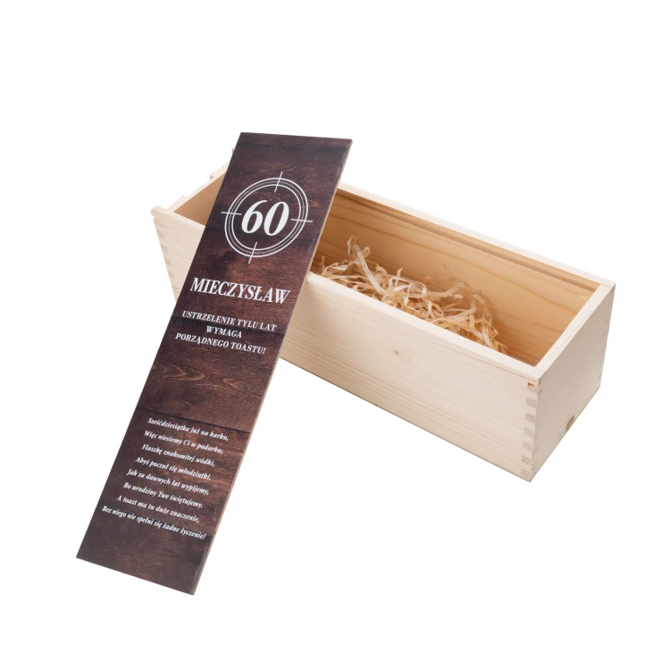 60th Birthday Gift - Wooden Alcohol Box with Bottle Label - SK088
