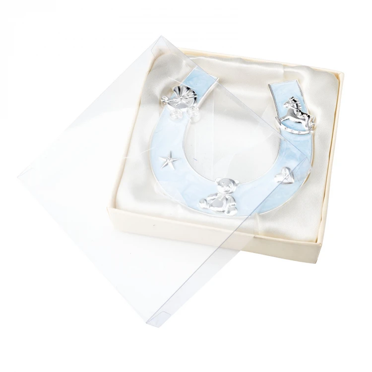 Gift for Holy Baptism - Blue Pearl Clay Horseshoe of Luck - PSZ004