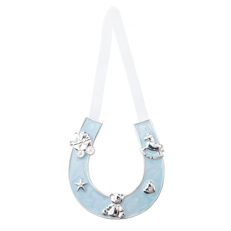 Gift for Holy Baptism - Blue Pearl Clay Horseshoe of Luck - PSZ004