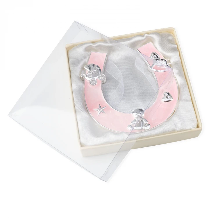 Gift for Holy Baptism - Pink Pearl Clay Horseshoe of Luck - PSZ003
