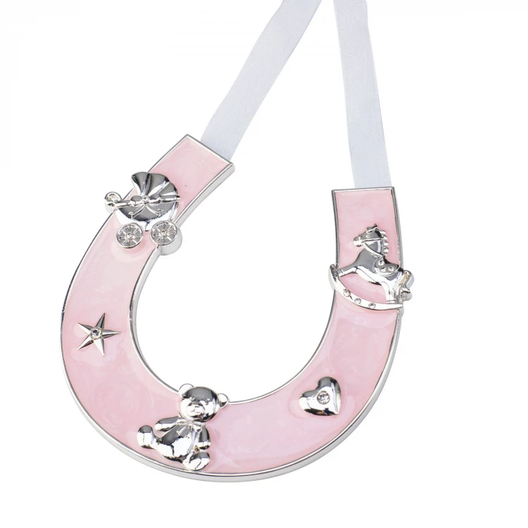 Gift for Holy Baptism - Pink Pearl Clay Horseshoe of Luck - PSZ003