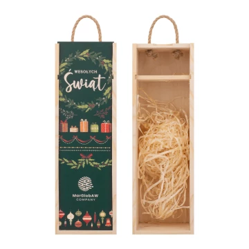 Holiday Gift with Your Logo - Wooden Alcohol Box - dim. 110x360mm - SK096