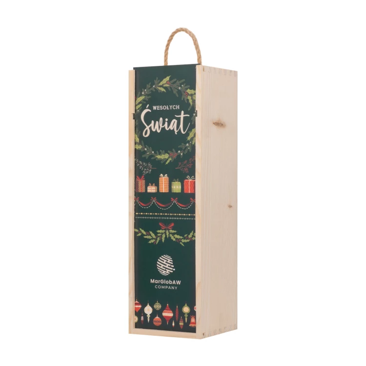 Holiday Gift with Your Logo - Wooden Alcohol Box - dim. 110x360mm - SK096