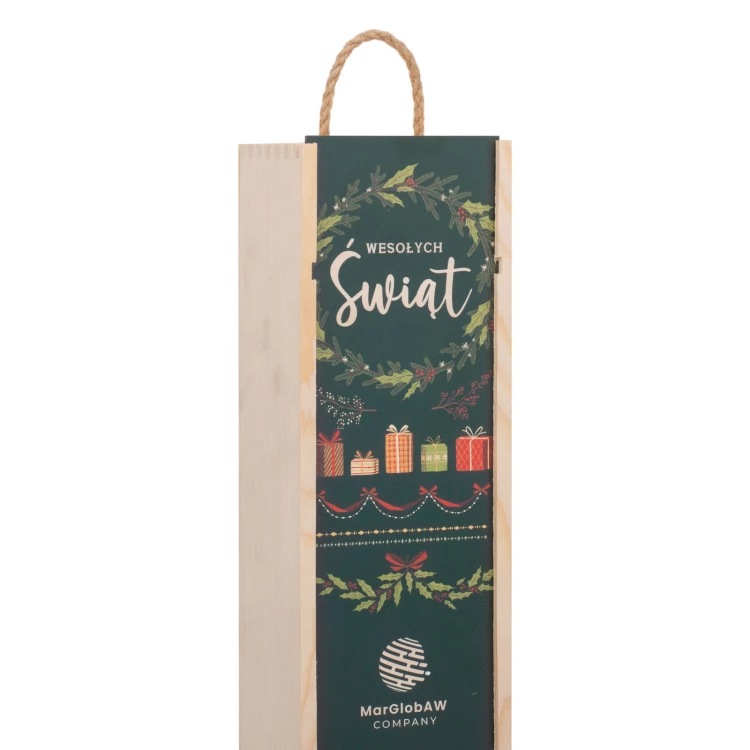 Holiday Gift with Your Logo - Wooden Alcohol Box - dim. 110x360mm - SK096