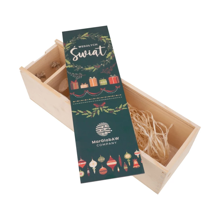 Holiday Gift with Your Logo - Wooden Alcohol Box - dim. 110x360mm - SK096