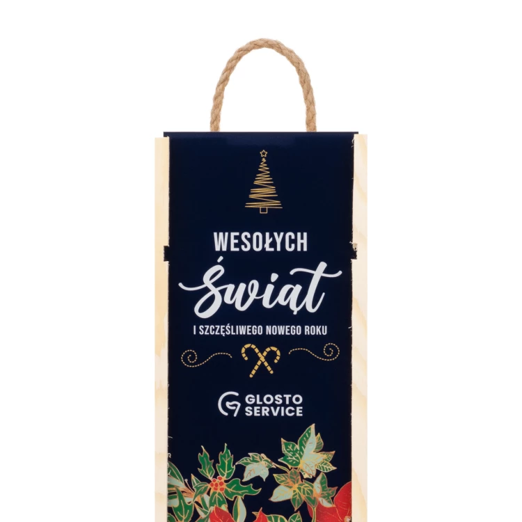 Holiday Gift with Your Logo - Wooden Alcohol Box with Plexiglass Lid - Dimensions 110x360mm - SK097