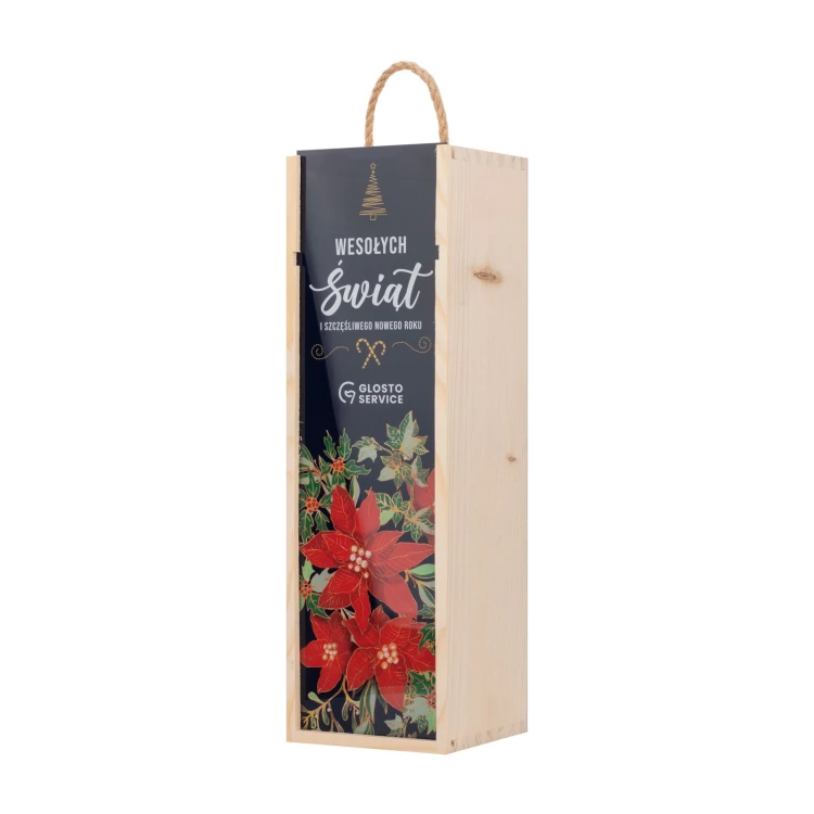 Holiday Gift with Your Logo - Wooden Alcohol Box with Plexiglass Lid - Dimensions 110x360mm - SK097