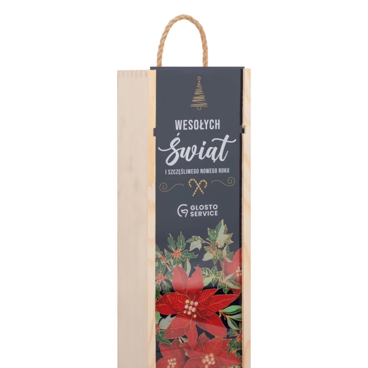 Holiday Gift with Your Logo - Wooden Alcohol Box with Plexiglass Lid - Dimensions 110x360mm - SK097