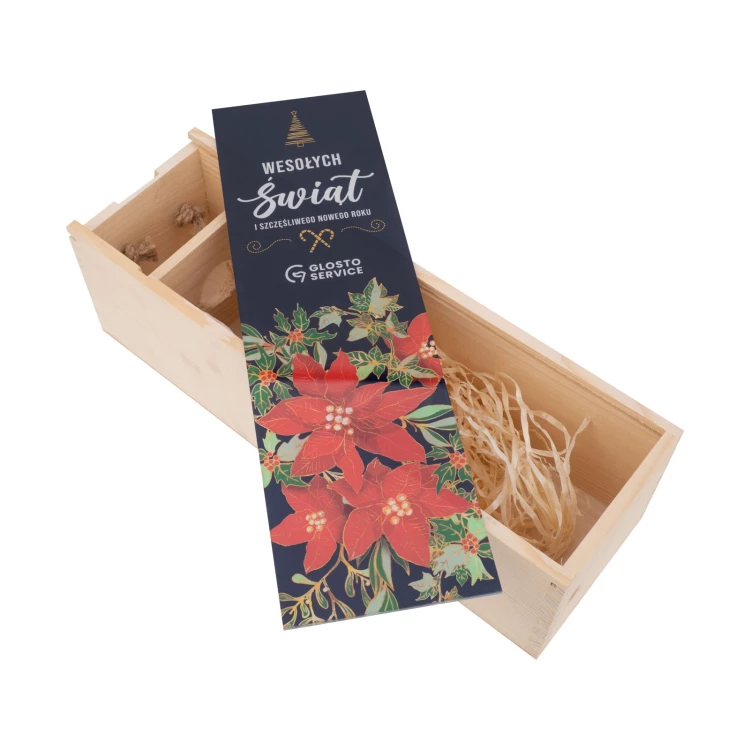 Holiday Gift with Your Logo - Wooden Alcohol Box with Plexiglass Lid - Dimensions 110x360mm - SK097