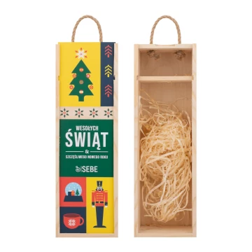 Holiday Gift with Your Logo - Wooden Alcohol Box - dim. 110x360mm - SK090