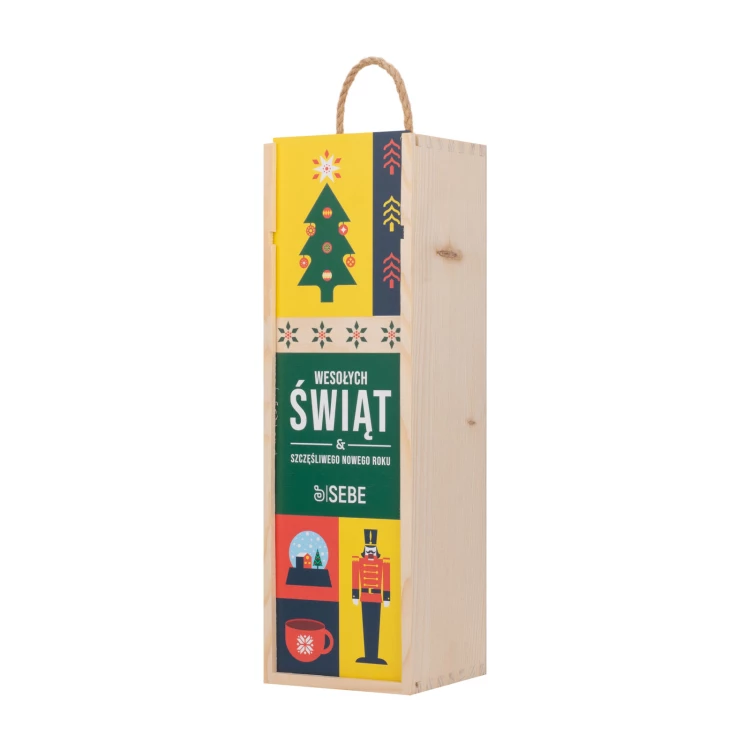 Holiday Gift with Your Logo - Wooden Alcohol Box - dim. 110x360mm - SK090