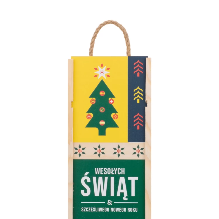 Holiday Gift with Your Logo - Wooden Alcohol Box - dim. 110x360mm - SK090