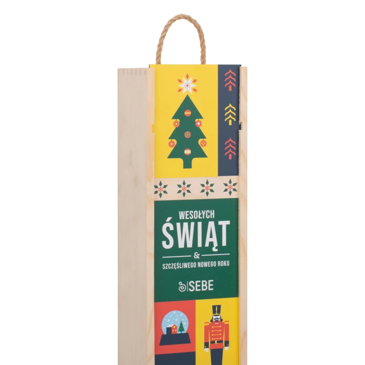 Holiday Gift with Your Logo - Wooden Alcohol Box - dim. 110x360mm - SK090