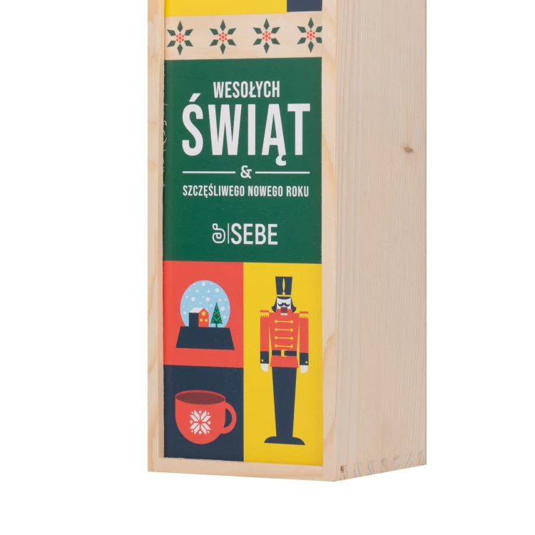 Holiday Gift with Your Logo - Wooden Alcohol Box - dim. 110x360mm - SK090