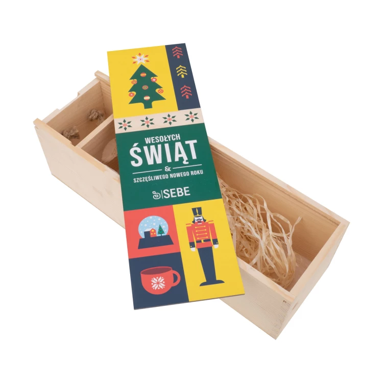 Holiday Gift with Your Logo - Wooden Alcohol Box - dim. 110x360mm - SK090