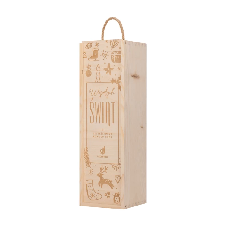 Holiday Gift with Your Logo - Wooden Alcohol Box - dim. 110x360mm - SK091