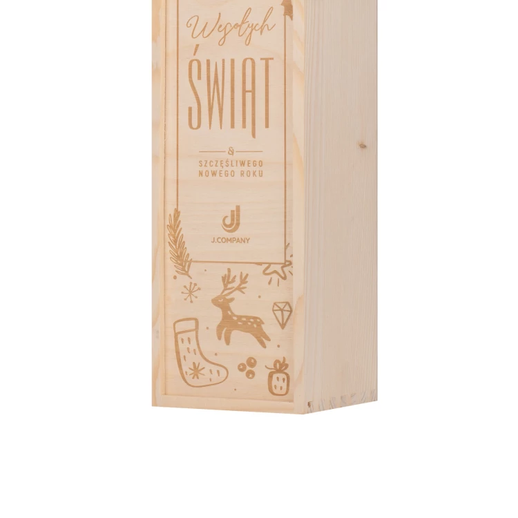 Holiday Gift with Your Logo - Wooden Alcohol Box - dim. 110x360mm - SK091