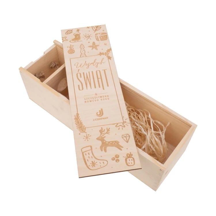 Holiday Gift with Your Logo - Wooden Alcohol Box - dim. 110x360mm - SK091