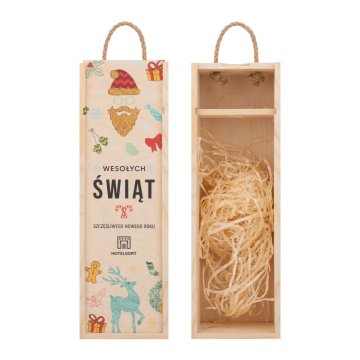 Holiday Gift with Your Logo - Wooden Alcohol Box - dim. 110x360mm - SK092