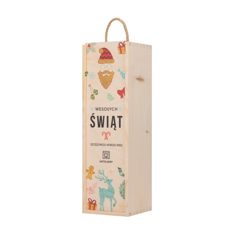 Holiday Gift with Your Logo - Wooden Alcohol Box - dim. 110x360mm - SK092