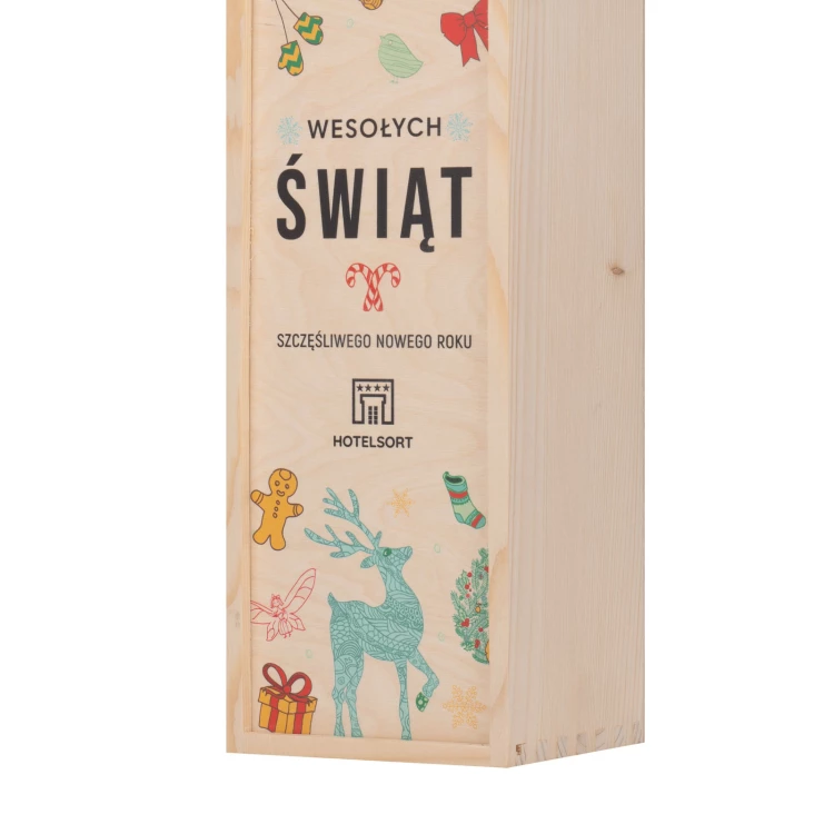 Holiday Gift with Your Logo - Wooden Alcohol Box - dim. 110x360mm - SK092