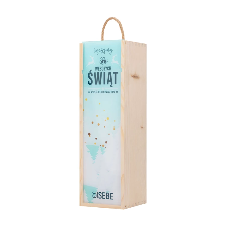 Holiday Gift with Your Logo - Wooden Alcohol Box with Plexiglass Lid - Dimensions 110x360mm - SK094