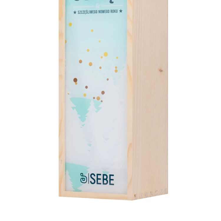 Holiday Gift with Your Logo - Wooden Alcohol Box with Plexiglass Lid - Dimensions 110x360mm - SK094