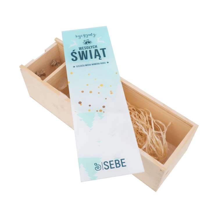 Holiday Gift with Your Logo - Wooden Alcohol Box with Plexiglass Lid - Dimensions 110x360mm - SK094