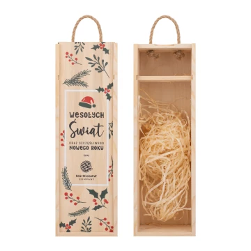 Holiday Gift with Your Logo - Wooden Alcohol Box - dim. 110x360mm - SK095