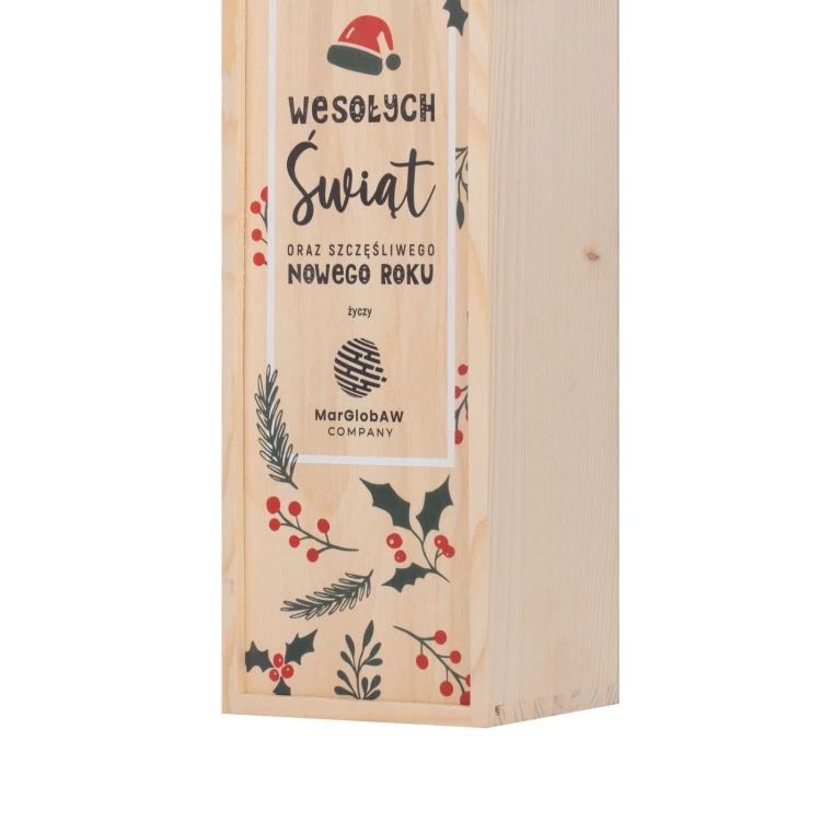 Holiday Gift with Your Logo - Wooden Alcohol Box - dim. 110x360mm - SK095