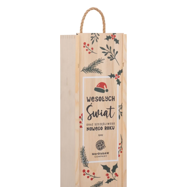 Holiday Gift with Your Logo - Wooden Alcohol Box - dim. 110x360mm - SK095