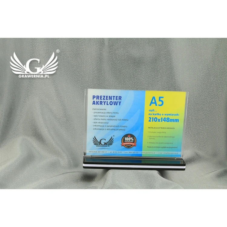 Acrylic A5 Card Presenter HORIZONTAL (210x148mm) - model PR010